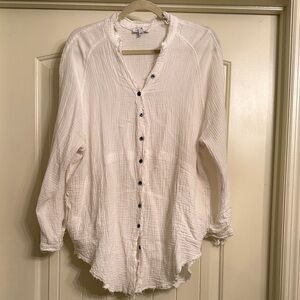Women's Cream Button-Up Tunic